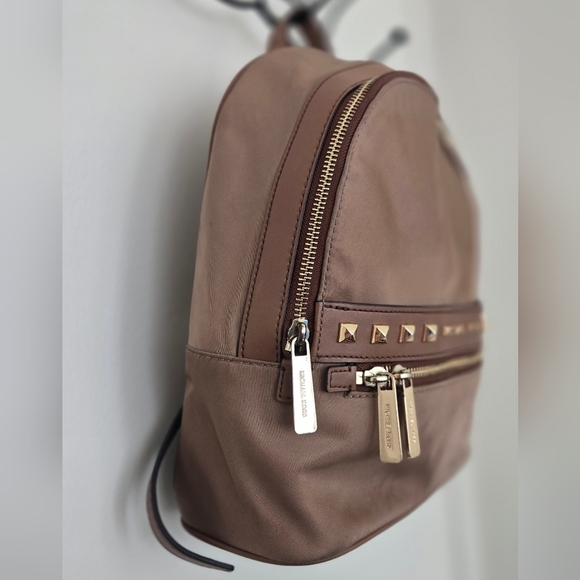 Micheal Kors Nylon Mini Backpack Tan Brown Studded - Picture 6 of 10